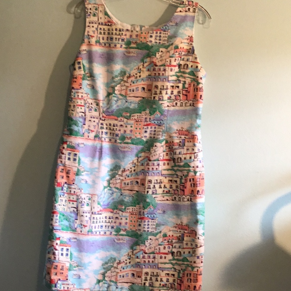 Talbots Multicolor Scenic Print Dress